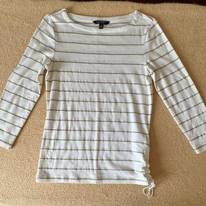 Ralph Lauren White and Gold Long Sleeve Tee